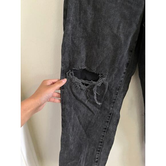 Express Jeans Women's 2 High Rise Straight Ankle Black Vintage Wash Cut Out - Picture 3 of 9